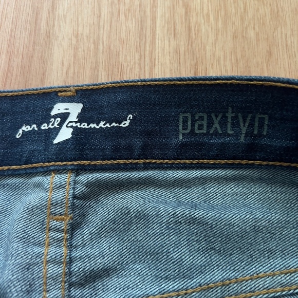 7 For All Mankind Paxtyn jeans men's size 32x34 blue dark wash tapered USA - Picture 4 of 7